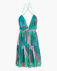 ba&sh Pleated crepe mini dress - Green Green