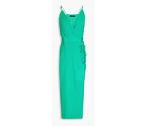 Cyndi linen-blend midi wrap dress - Green