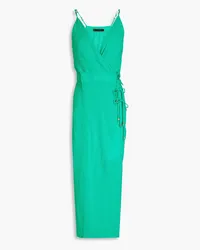 ViX Cyndi linen-blend midi wrap dress - Green Green