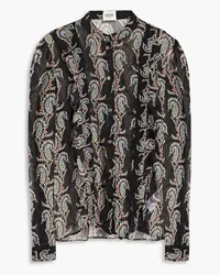 Claudie Pierlot Ruffled paisley-print crepon shirt - Black Black