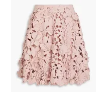 Bead-embellished laser-cut wool-blend felt skirt - Pink