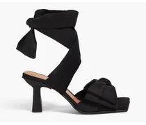 Bow-detailed satin-twill sandals - Black