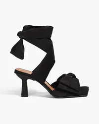 Ganni Bow-detailed satin-twill sandals - Black Black