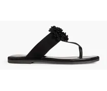 Grace pompom-embellished suede sandals - Black