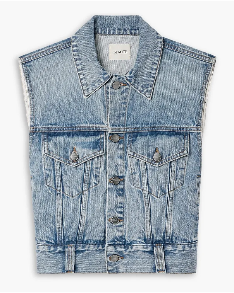 KHAITE Lizzo cropped denim vest - Blue Blue