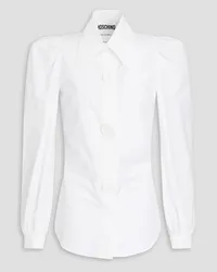 Moschino Gathered cotton-blend poplin shirt - White White