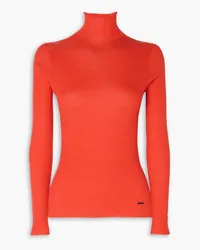 Akris Ribbed cashmere and silk-blend turtleneck sweater - Orange Orange