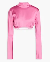 Jacquemus Mentalo cropped cutout satin top - Pink Pink