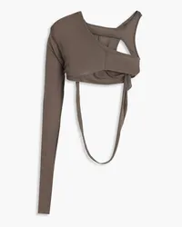 Rick Owens Cropped cutout jersey top - Neutral Neutral