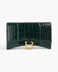 Balenciaga Hourglass croc-effect leather wallet - Green Green