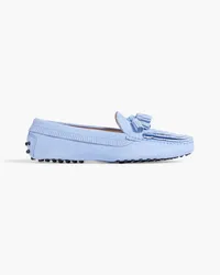 TOD'S Fringed suede loafers - Blue Blue