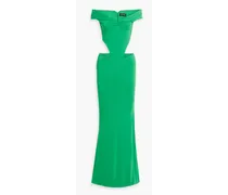 Giada off-the-shoulder cutout jersey gown - Green