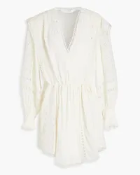 IRO Cassie wrap-effect guipure lace-paneled crepe mini dress - White White