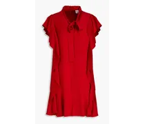 Pussy-bow ruffled crepe mini dress - Red