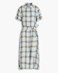 Lisa Marie Fernandez Checked linen midi shirt dress - Blue Blue