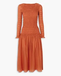 Mother of Pearl Smocked TENCEL™ -blend midi dress - Orange Orange