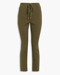 Dion Lee Lace-up cotton-blend crepe skinny pants - Green Green