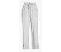 Cropped bead-embellished wool and cashmere-blend straight-leg pants - Gray