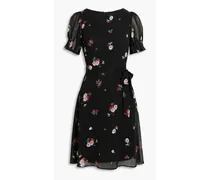 Floral-print georgette mini dress - Black