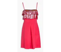 Embellished pleated silk mini dress - Pink
