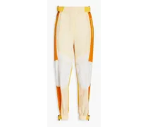 Lacey color-block silk crepe de chine track pants - Yellow