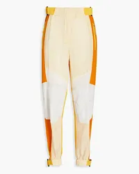 Stella McCartney Lacey color-block silk crepe de chine track pants - Yellow Yellow