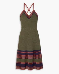 Wales Bonner Fusion striped wool-blend dress - Green Green