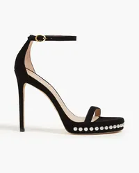 Stuart Weitzman Faux pearl-embellished suede sandals - Black Black