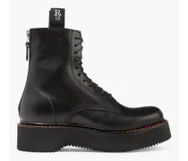 Leather platform ankle boots - Black