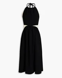 Proenza Schouler Crepe and cotton-blend bouclé-tweed halterneck midi dress - Black Black