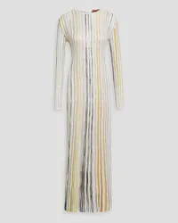 Missoni Sequin-embellished striped ribbed-knit maxi dress - White White