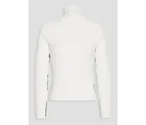 Stretch-knit half-zip sweater - White