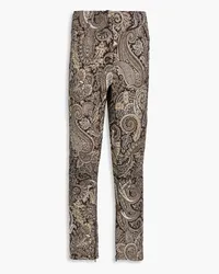 Etro Paisley-print cotton-bled kick-flare pants - Brown Brown