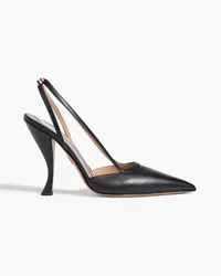 Thom Browne Bow-detailed leather slingback pumps - Black Black