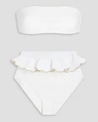 Zimmermann Scalloped ruffled bandeau bikini - White White