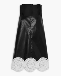 Stella McCartney Broderie anglaise-trimmed faux leather mini dress - Black Black