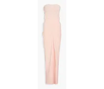 Strapless ruched velour maxi dress - Pink
