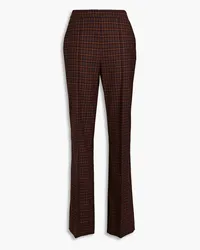 Temperley London Ingenue checked wool-blend twill flared pants - Blue Blue