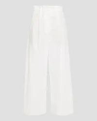 Brunello Cucinelli Cropped crinkled cotton-blend twill wide-leg pants - White White