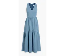 Faye tiered crepon midi dress - Blue