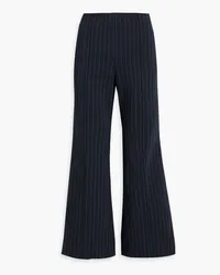 Ganni Pinstriped twill flared pants - Blue Blue