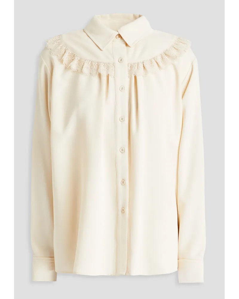 See by Chloé Macramé-trimmed crepe shirt - White White