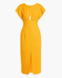 Carolina Herrera New York Cutout wool-blend tweed midi dress - Yellow Yellow