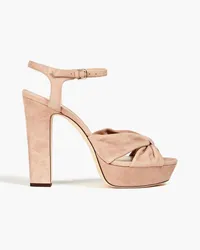 Jimmy Choo Heloise 120 knotted suede platform sandals - Neutral Neutral