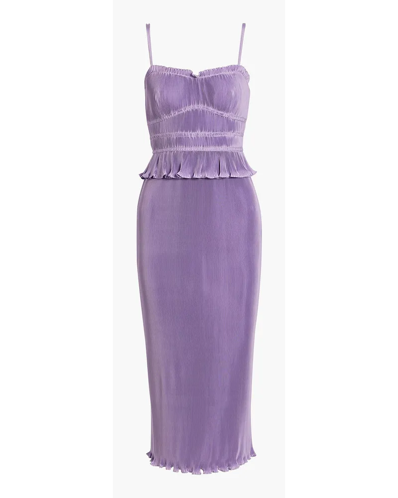 Derek Lam Brisha ruffled plissé-satin midi dress - Purple Purple