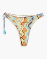 Jacquemus Barco bead-embellished printed mid-rise bikini briefs - Blue Blue