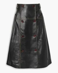 Wales Bonner Florence topstitched leather skirt - Black Black