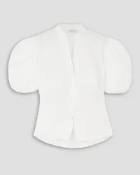 Vince Pleated cutout cotton-poplin blouse - White White