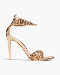 Gianvito Rossi Metallic leopard-print calf hair and mirrored-leather sandals - Animal print Animal