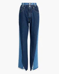 Frame Denim Two-tone high-rise bootcut jeans - Blue Blue